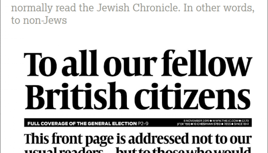 British Editorial urges non-Jews to not vote for Labour Party leader Jeremy Corbyn
