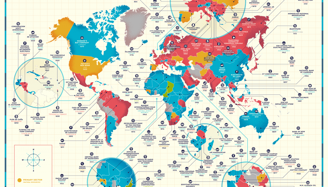 The oldest company in every country, mapped…