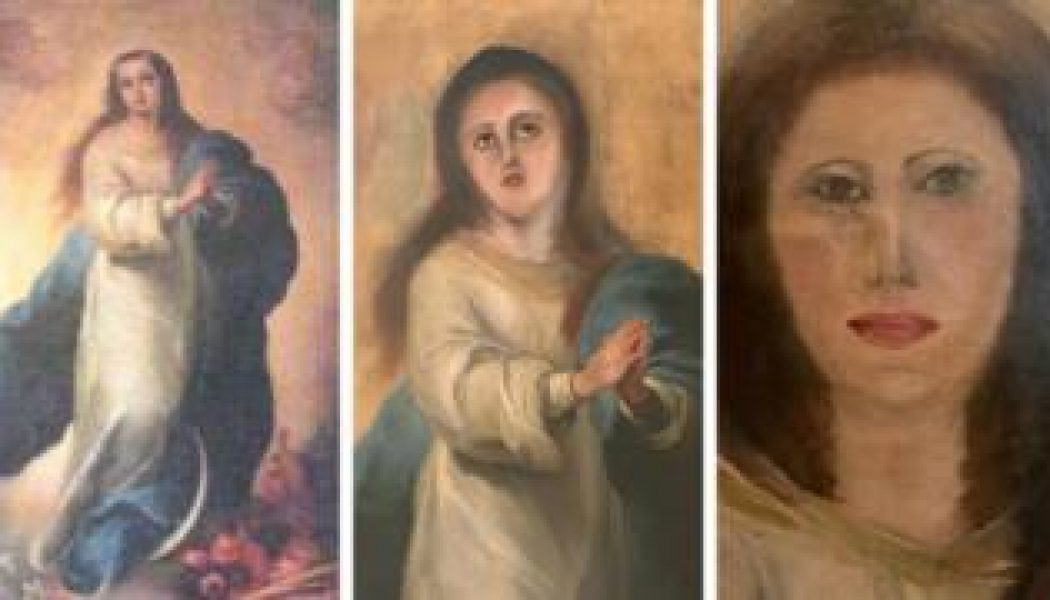 Spanish Baroque painting botched by amateur restoration…