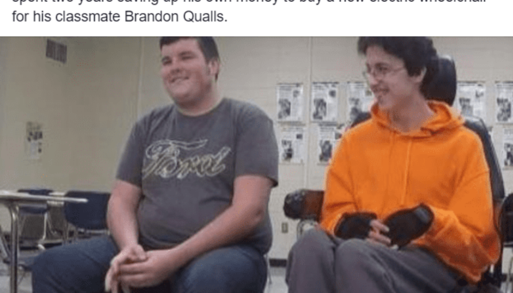 Arkansas high schooler saves his money for two years to buy his friend a new electric wheelchair…
