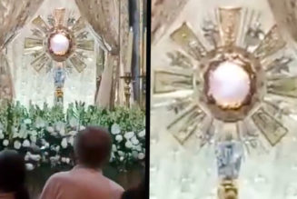 In viral video, Eucharistic Host in monstrance appears to miraculously beat like a human heart. See for yourself…..