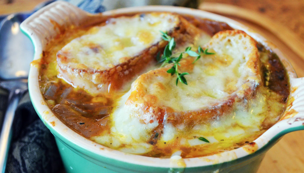 I used to work at a French bistro that served the best onion soup I’ve tasted. Here is that recipe…..