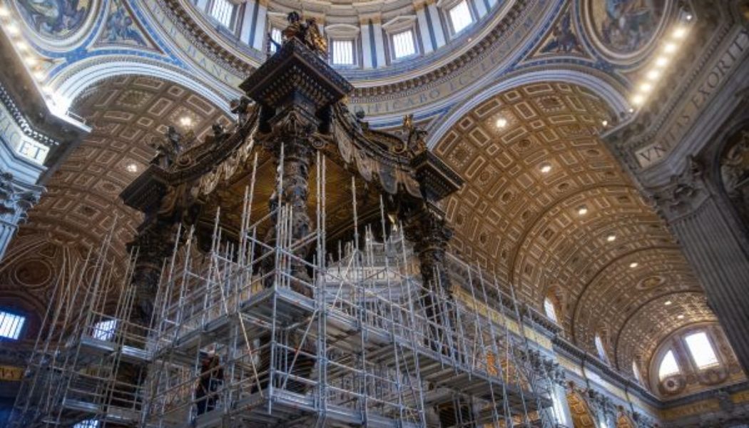 Restoration Work Begins on Bernini’s Famous 400-Year-Old Baldacchino in St. Peter’s Basilica…