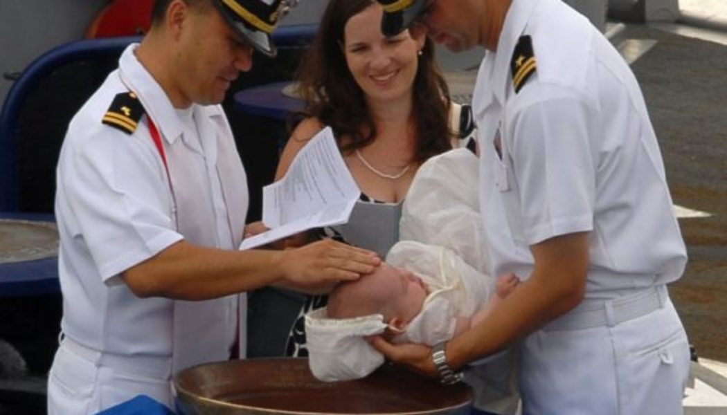 Have you ever heard of this Navy tradition? Babies are baptized in the ship’s bell…..