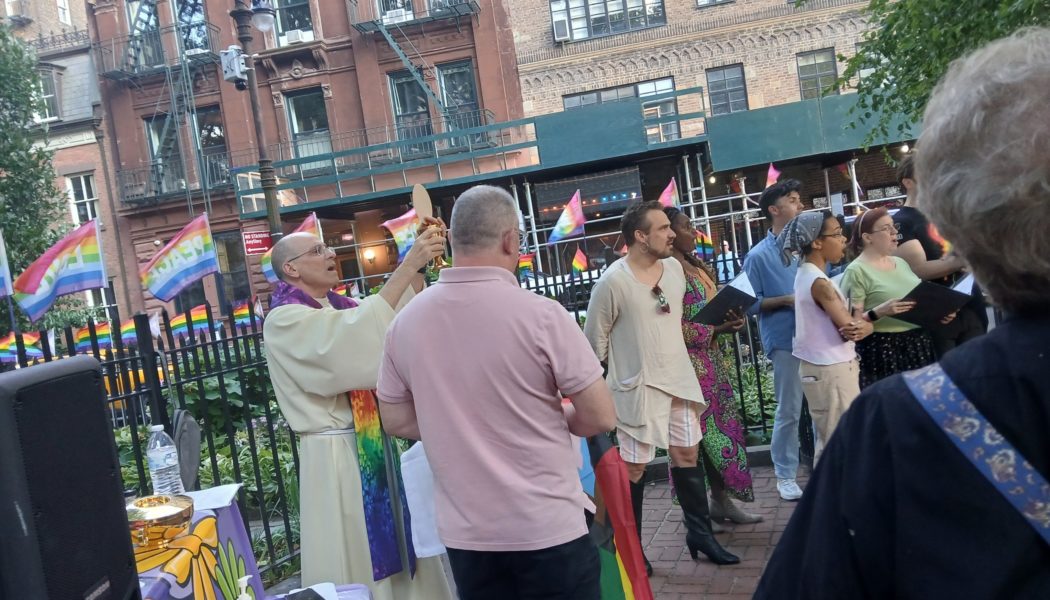 New York Priest Celebrates ‘Pride Mass’ Outside of Gay Monument — on Rainbow Flag…